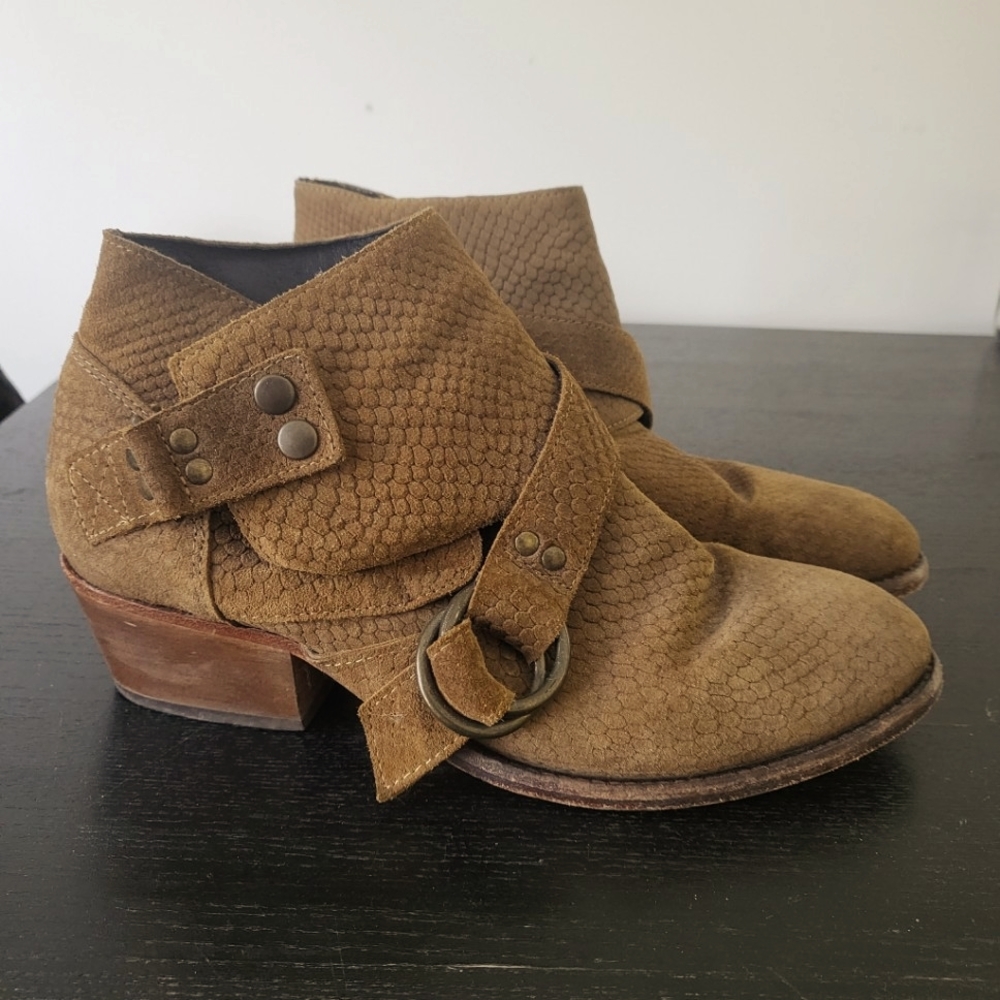 Free People Olive Green Suede Tortuga Ankle Booties